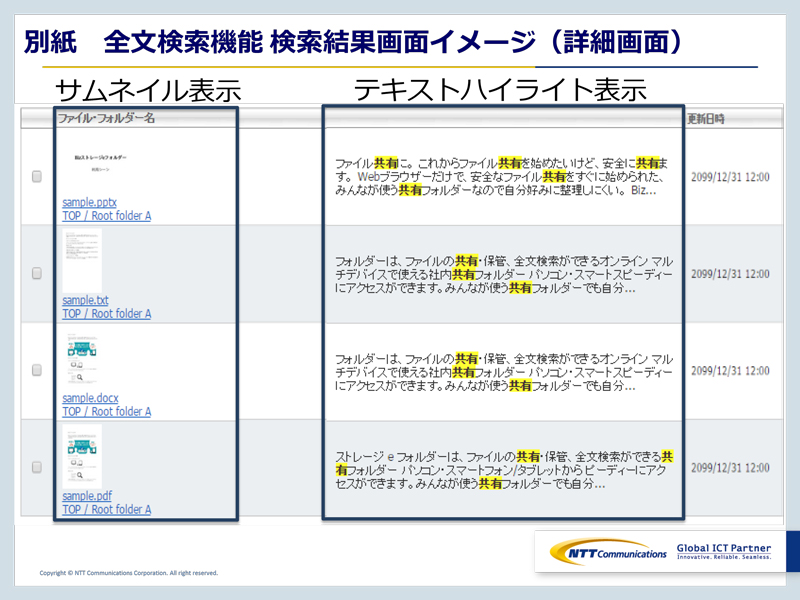 別紙　全文検索機能 検索結果画面イメージ（詳細画面）